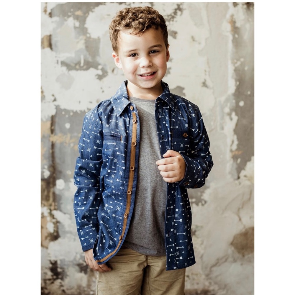 Boys Arrow Print Button Down